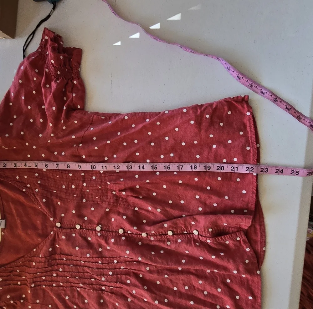 Old Navy Short Sleeve Polka Dot Top Pink Medium - Picture 3 of 5